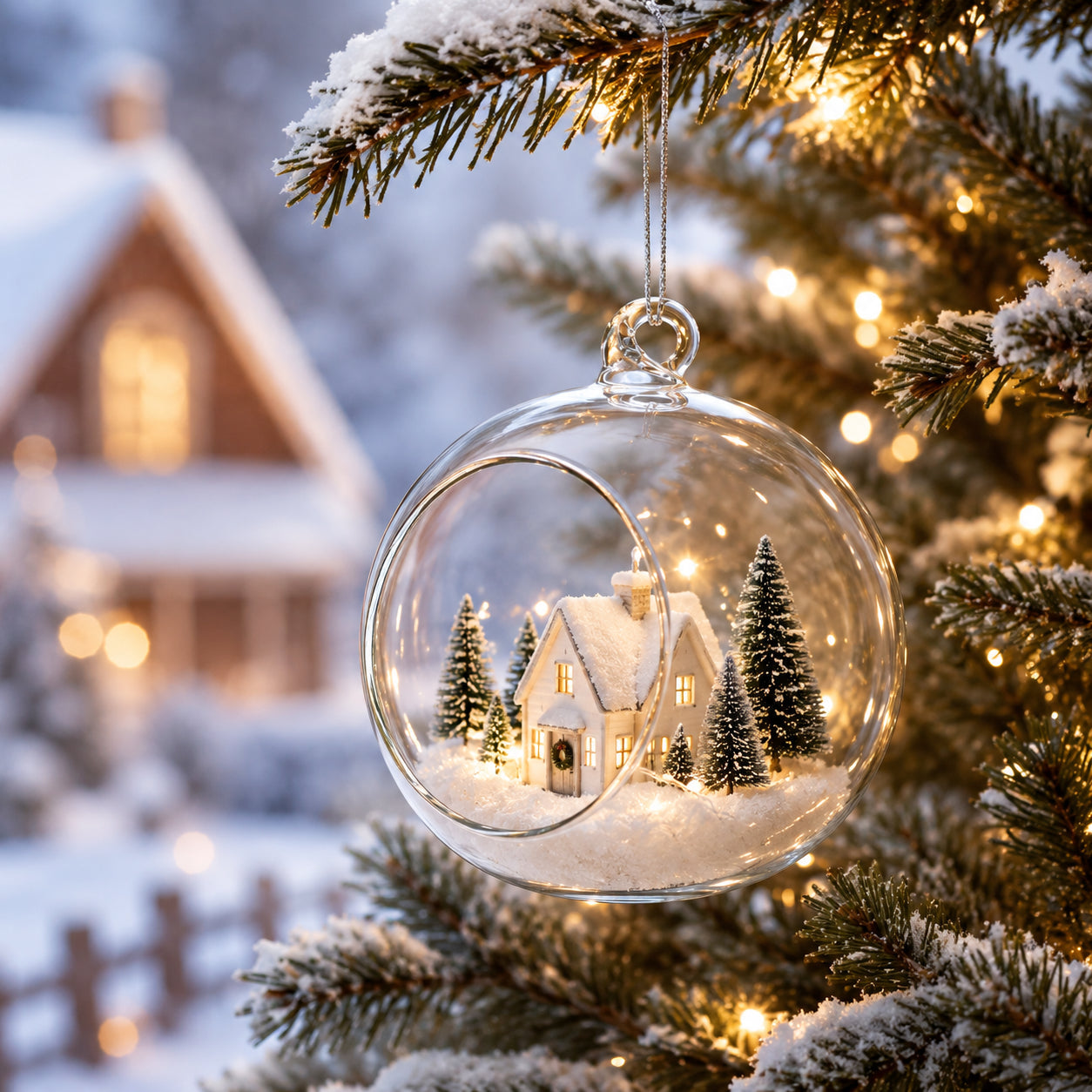 Spherical Openwork Clear Glass Christmas Ornament 4.5 Inches