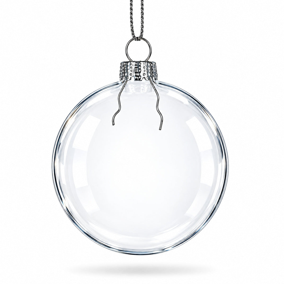 Set of 3 Flat Disc Clear Mini Glass Christmas Ornaments 2.85 Inches