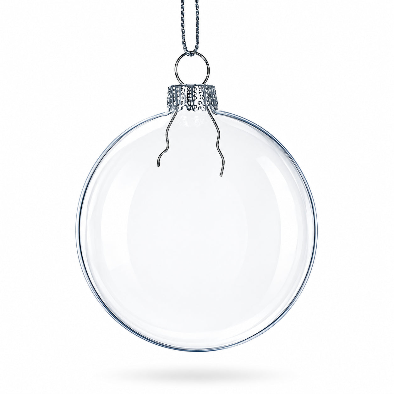Set of 3 Flat Disc Clear Mini Glass Christmas Ornaments 2.85 Inches