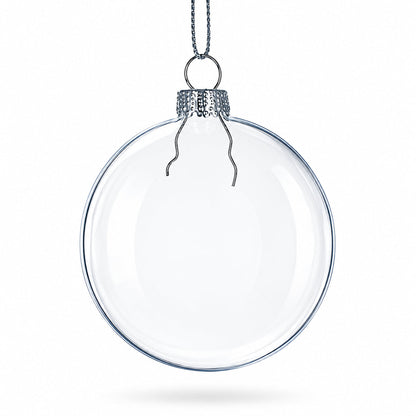 Set of 3 Flat Disc Clear Mini Glass Christmas Ornaments 2.85 Inches