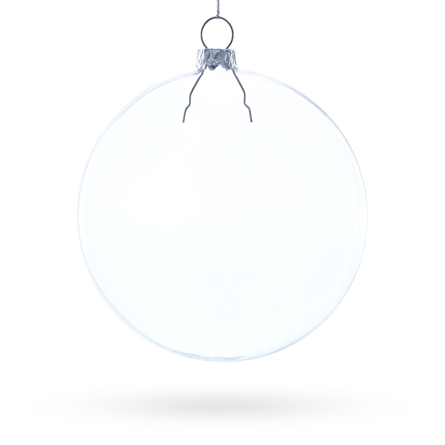 Flat Disc Clear Glass Christmas Ornament