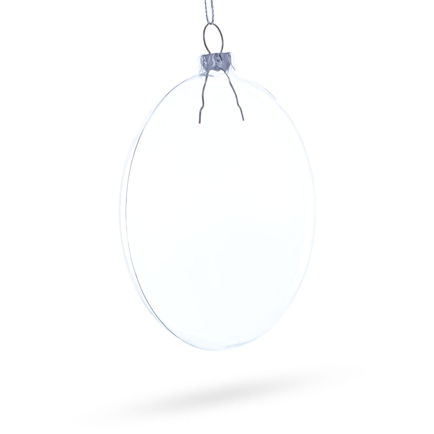 Flat Disc Clear Glass Christmas Ornament