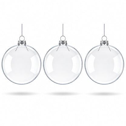 Set of 3 Clear Glass Flat Disc Medallion Christmas Ornaments