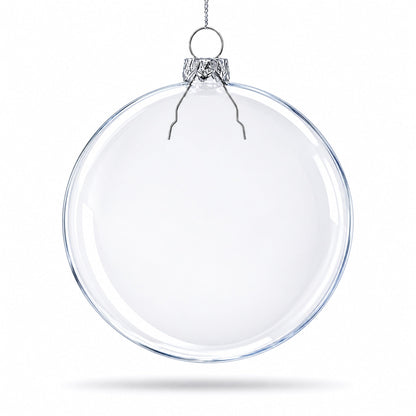 Set of 3 Clear Glass Flat Disc Medallion Christmas Ornaments