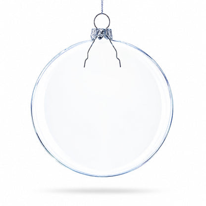Set of 3 Clear Glass Flat Disc Medallion Christmas Ornaments