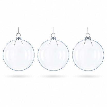 Set of 3 Clear Glass Flat Disc Medallion Christmas Ornaments