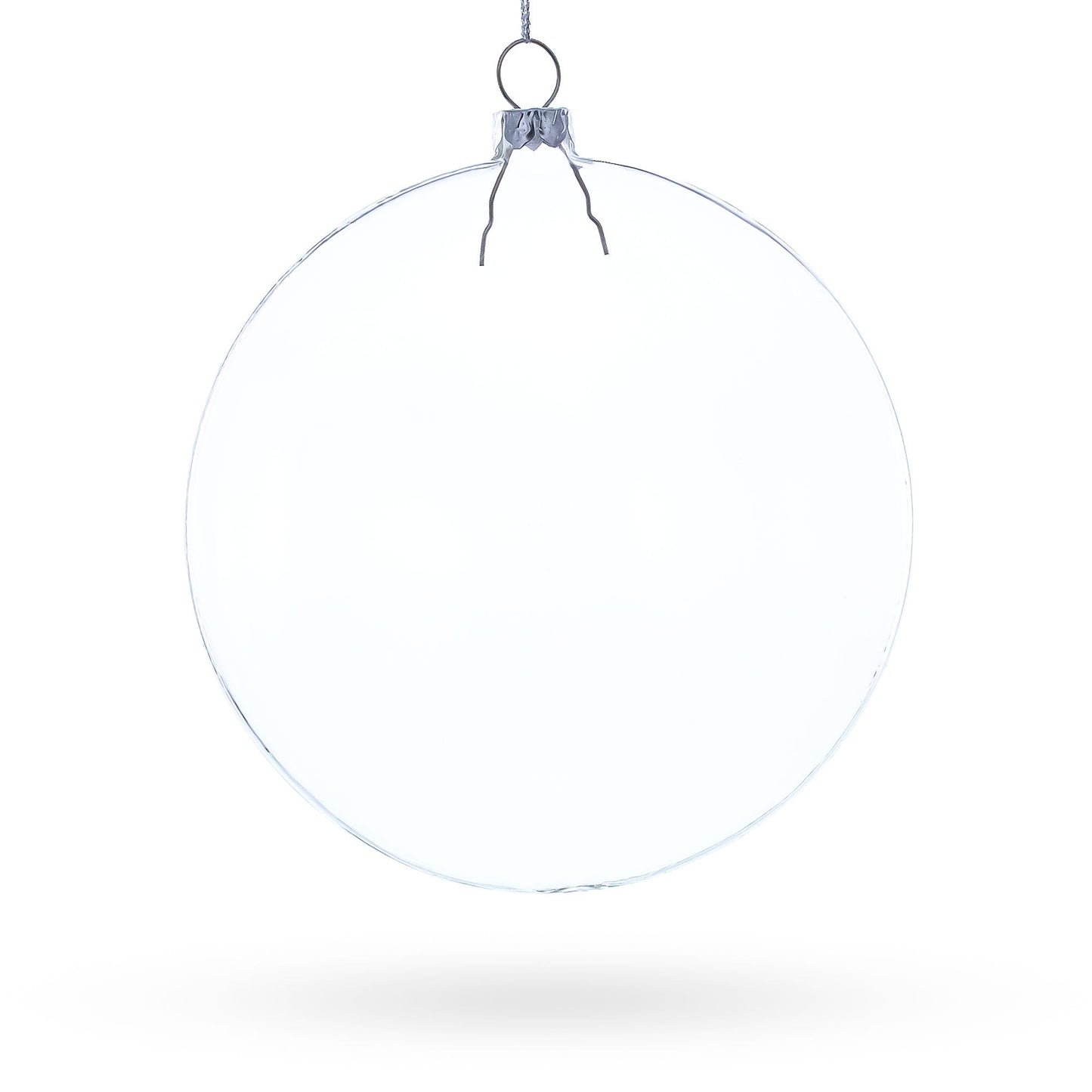Set of 3 Flat Disc Clear Glass Christmas Ornaments 5.4 Inches