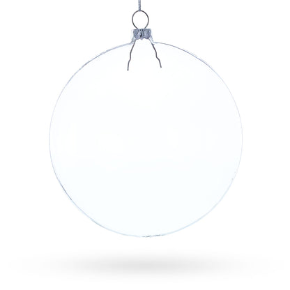 Set of 3 Flat Disc Clear Glass Christmas Ornaments 5.4 Inches