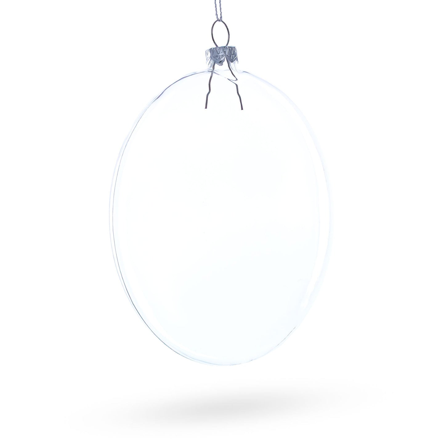 Set of 3 Flat Disc Clear Glass Christmas Ornaments 5.4 Inches