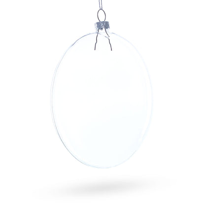 Set of 3 Flat Disc Clear Glass Christmas Ornaments 5.4 Inches