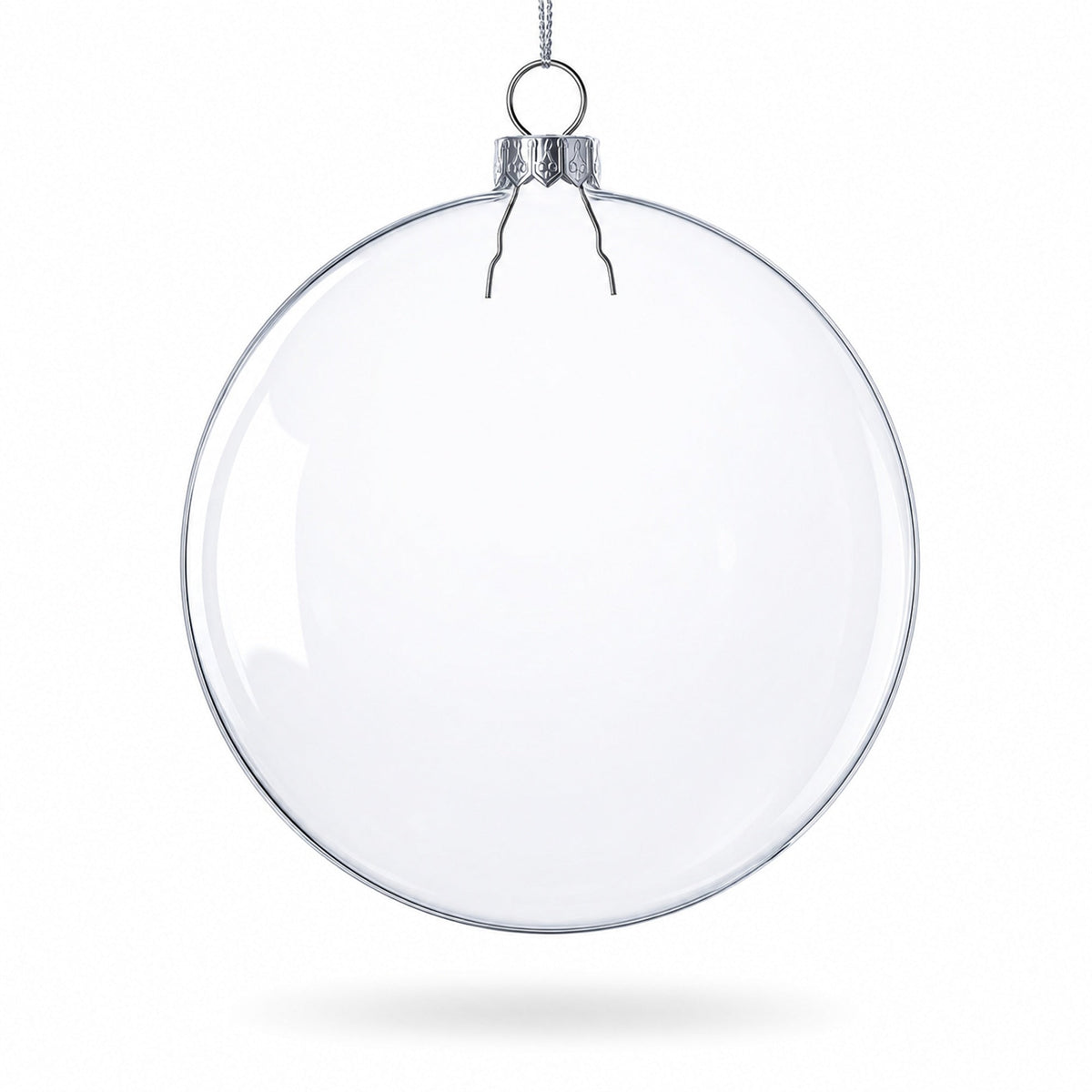 Set of 3 Flat Disc Clear Glass Christmas Ornaments 5.4 Inches