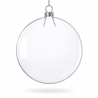 Set of 3 Flat Disc Clear Glass Christmas Ornaments 5.4 Inches