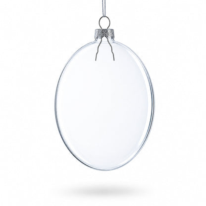 Set of 3 Flat Disc Clear Glass Christmas Ornaments 5.4 Inches