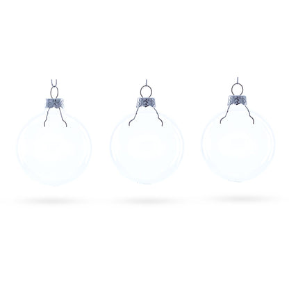Set of 3 Clear Glass Ball Ornament 2.5