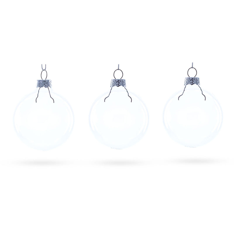 Set of 3 Clear Glass Ball Ornament 2.5