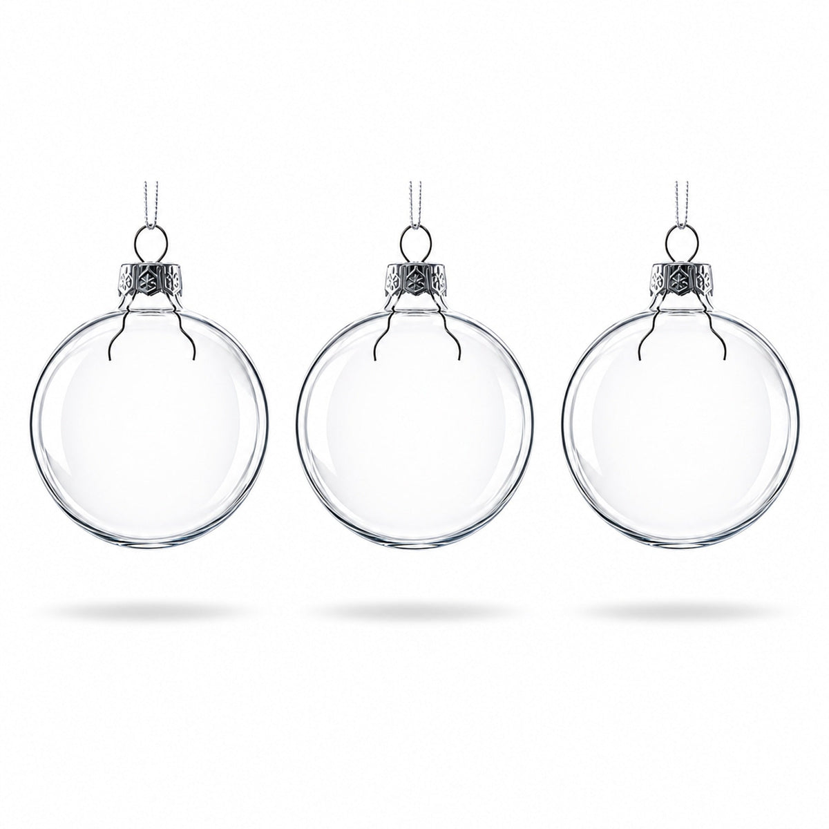 Set of 3 Clear Glass Ball Ornament 2.5