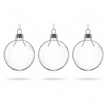 Set of 3 Clear Glass Ball Ornament 2.5
