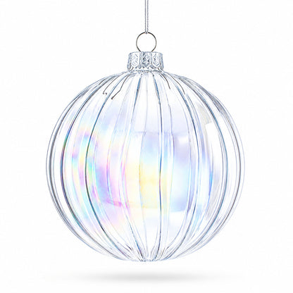 Set of 3 Iridescent Clear Glass Ball Christmas Ornaments 3.6 Inches