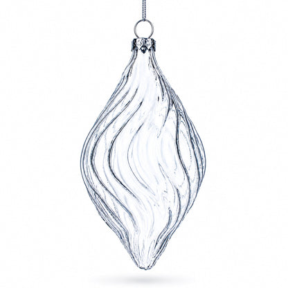 Set of 3 Clear Glass Swirl Christmas Ornaments 5.8 Inches