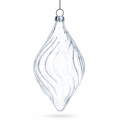 Set of 3 Clear Glass Swirl Christmas Ornaments 5.8 Inches