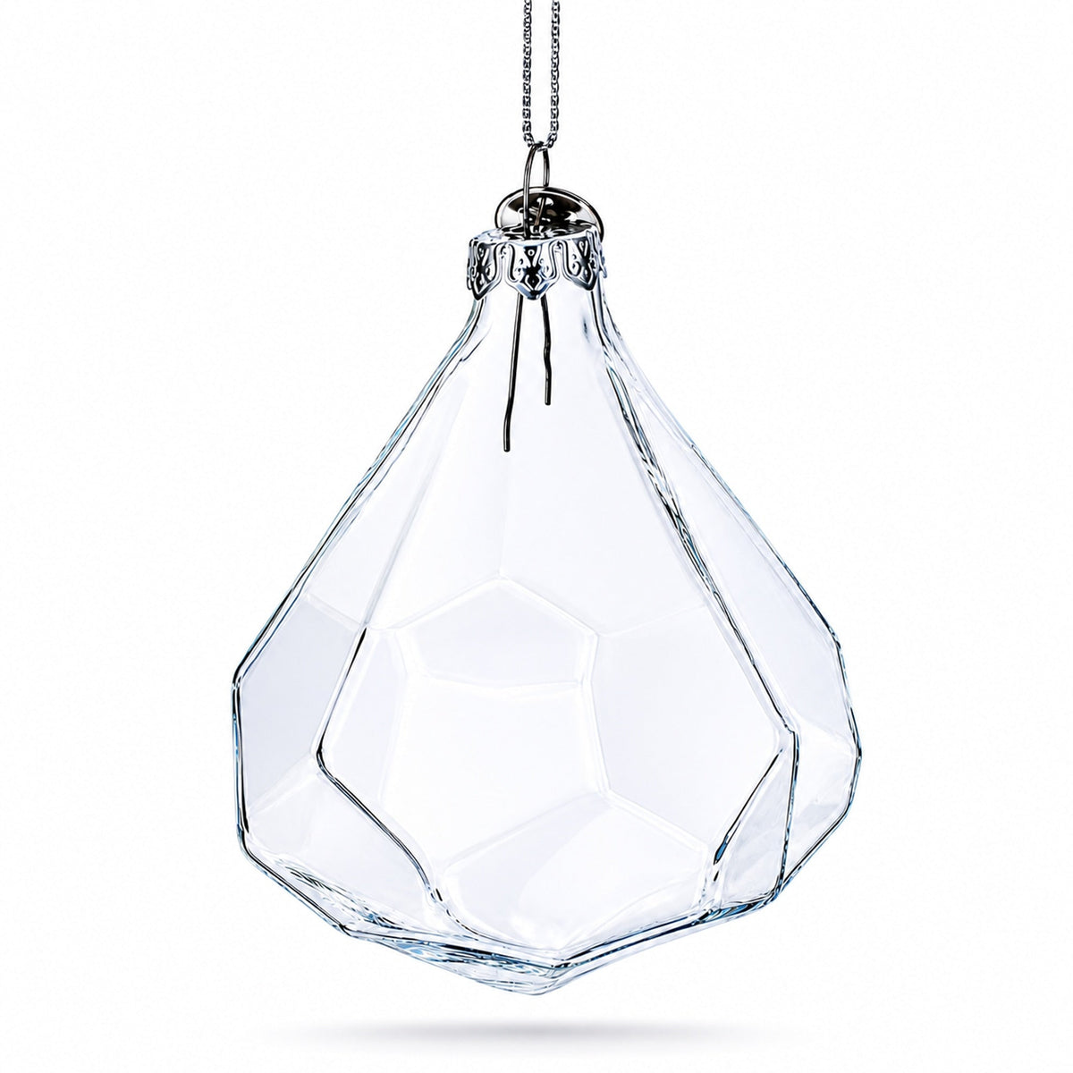 Diamond Shape Clear Glass Christmas Ornament 3.6 Inches