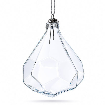 Diamond Shape Clear Glass Christmas Ornament 3.6 Inches