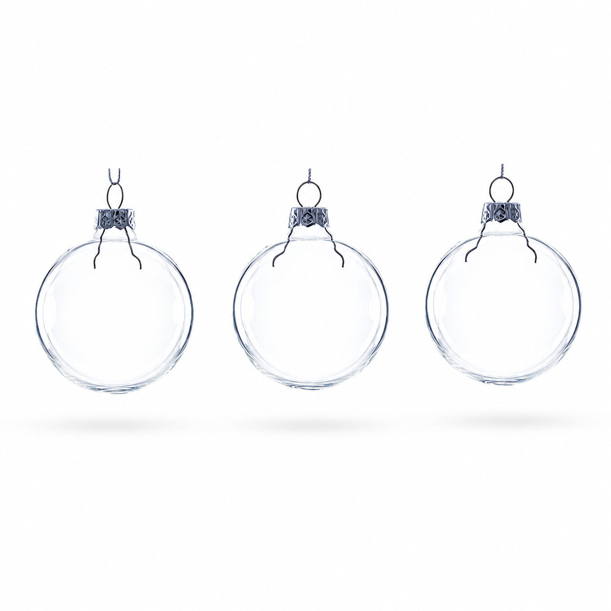 Set of 3 Clear Glass Ball Ornament 2.5