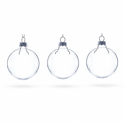Set of 3 Clear Glass Ball Ornament 2.5