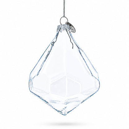 Diamond Shape Clear Glass Christmas Ornament 3.6 Inches