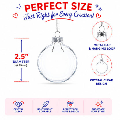 Set of 3 Clear Glass Ball Ornament 2.5