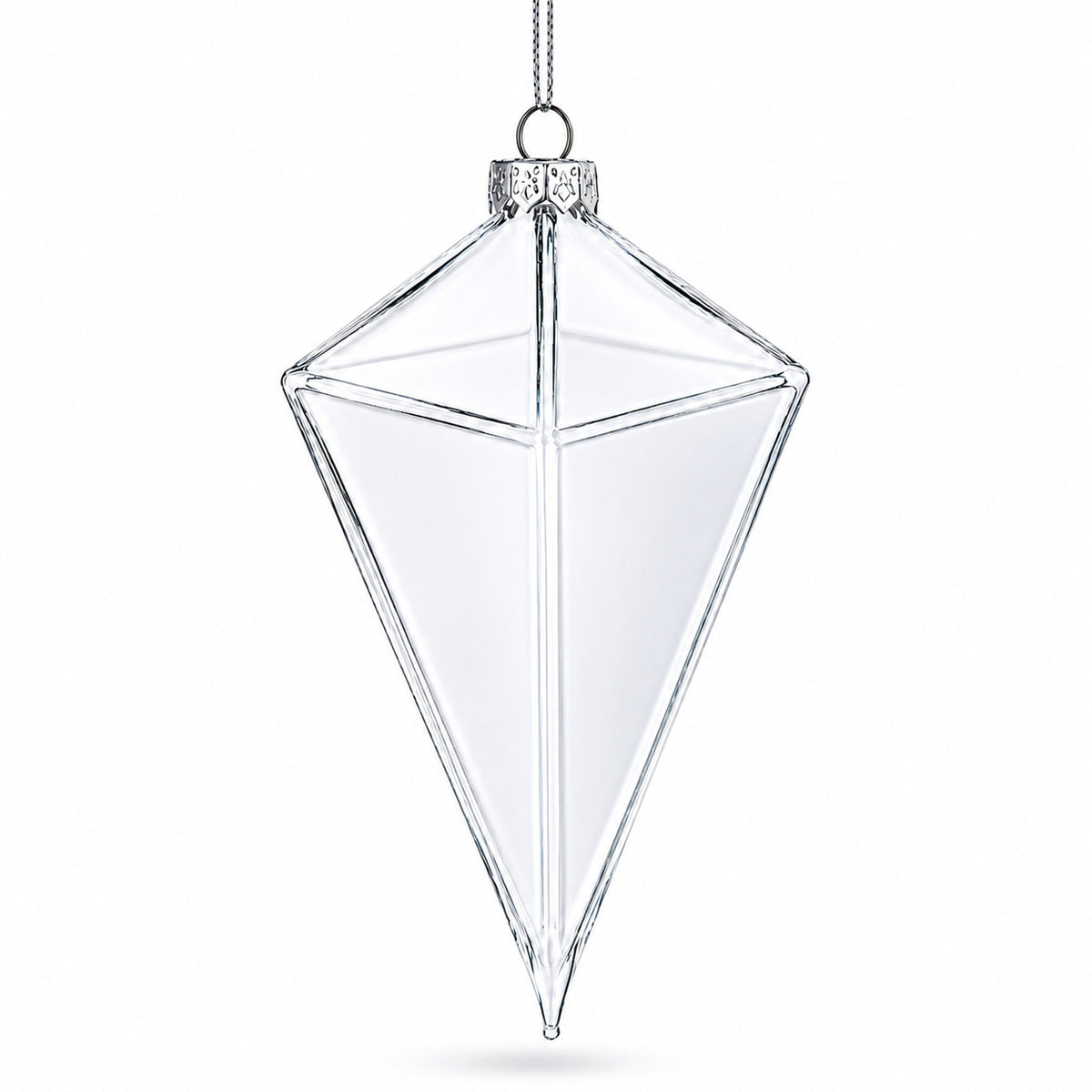 Diamond Clear Glass Christmas Ornament 3.6 Inches