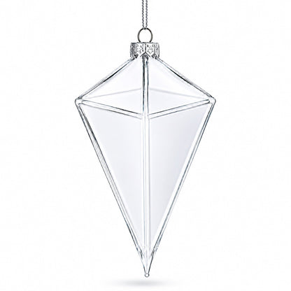 Diamond Clear Glass Christmas Ornament 3.6 Inches