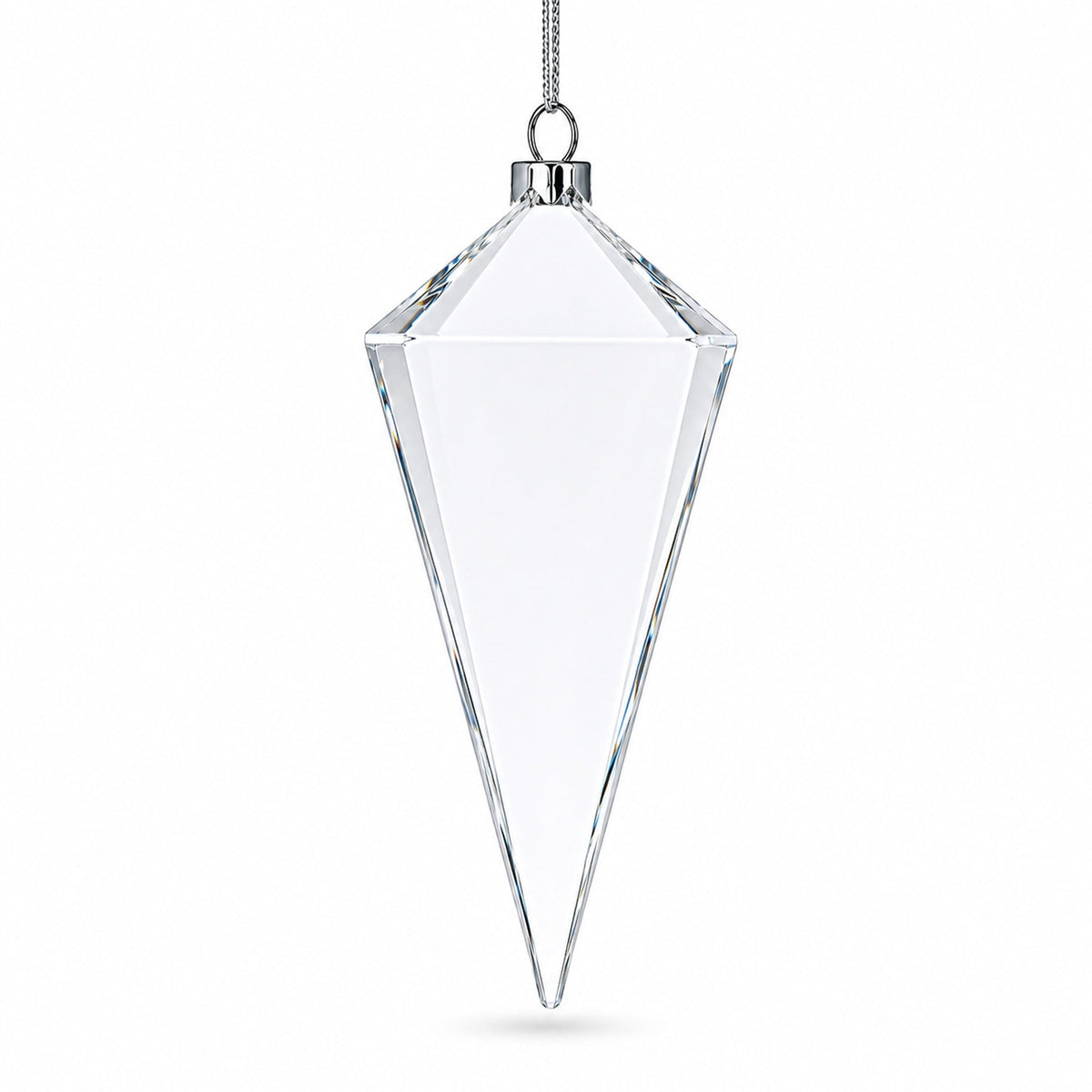Diamond Clear Glass Christmas Ornament 3.6 Inches