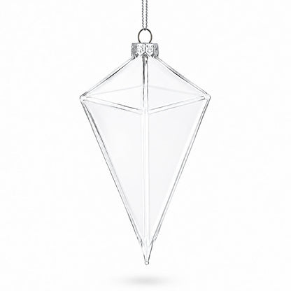 Diamond Clear Glass Christmas Ornament 3.6 Inches