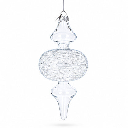 Triple Oval Finial Clear Glass Christmas Ornament 6.6 Inches