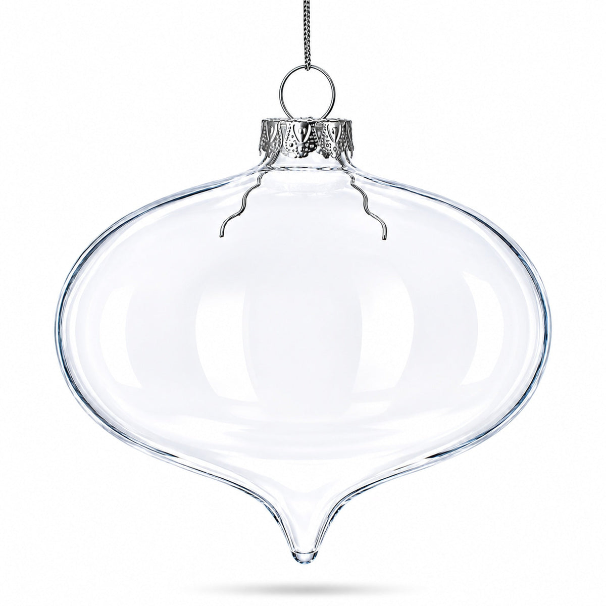 Set of 3 Onion Shape Clear Glass Christmas Ornament 4.15 Inches