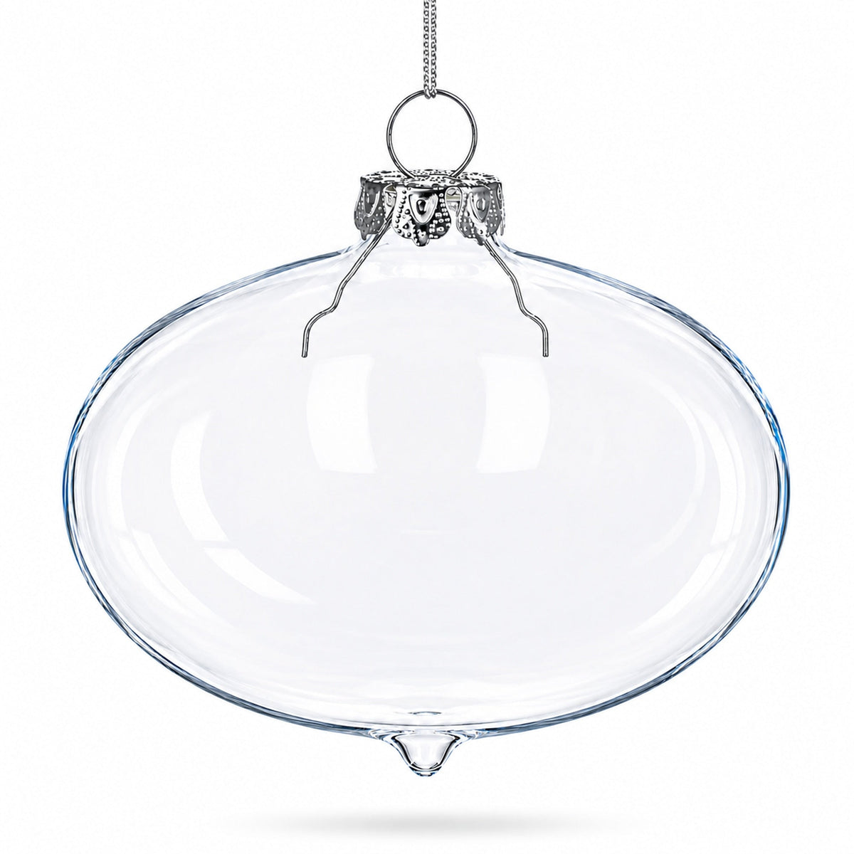 Set of 3 Onion Shape Clear Glass Christmas Ornament 4.15 Inches