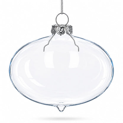 Set of 3 Onion Shape Clear Glass Christmas Ornament 4.15 Inches