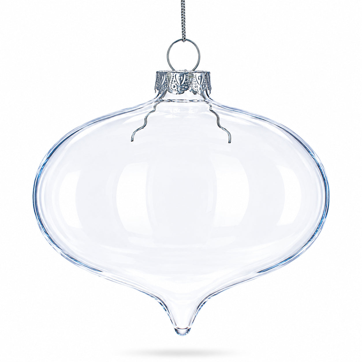 Set of 3 Onion Shape Clear Glass Christmas Ornament 4.15 Inches