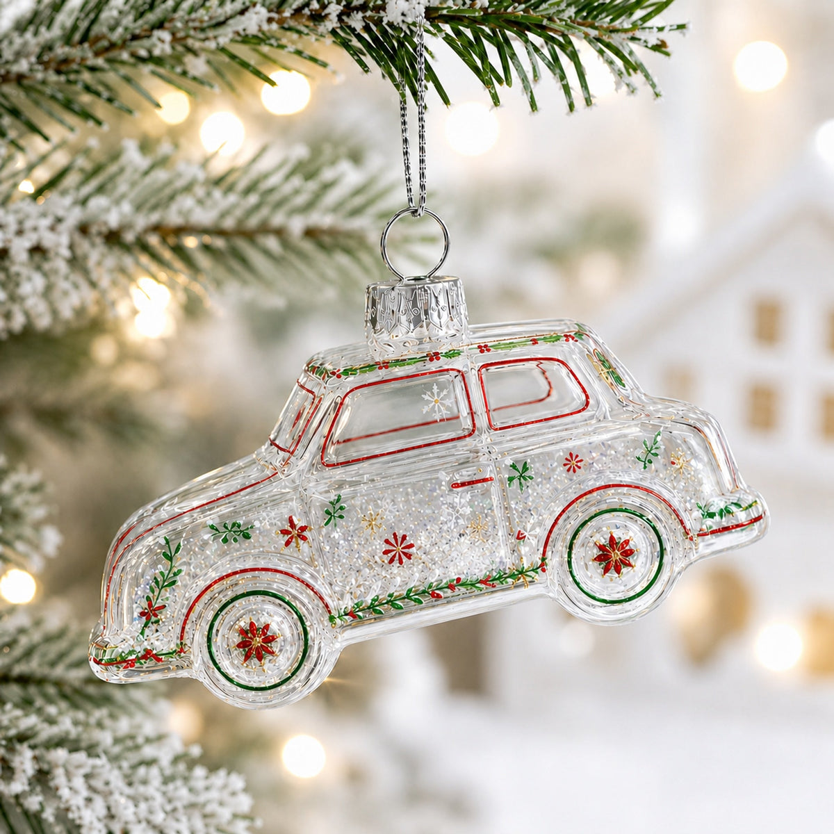 Car Clear Glass Christmas Ornament