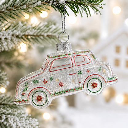 Car Clear Glass Christmas Ornament