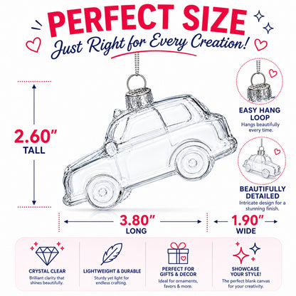 Car Clear Glass Christmas Ornament