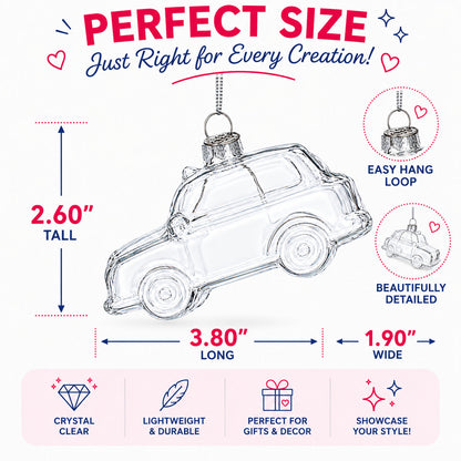 Car Clear Glass Christmas Ornament