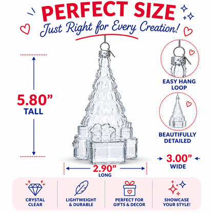 Gifts by Christmas Tree Clear Glass Christmas Ornament.