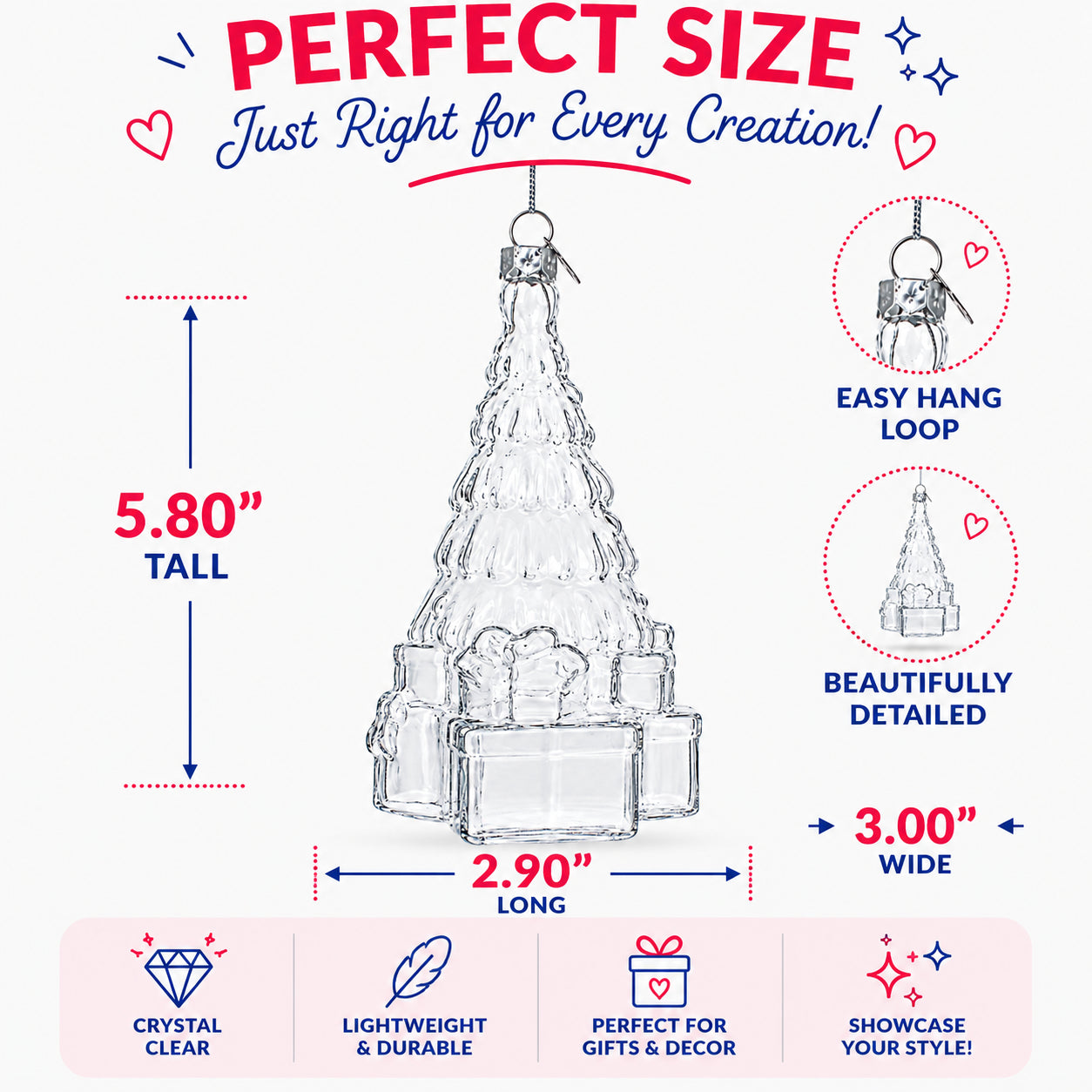 Gifts by Christmas Tree Clear Glass Christmas Ornament.
