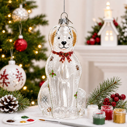 Unpainted Dog Clear Glass Christmas Ornament
