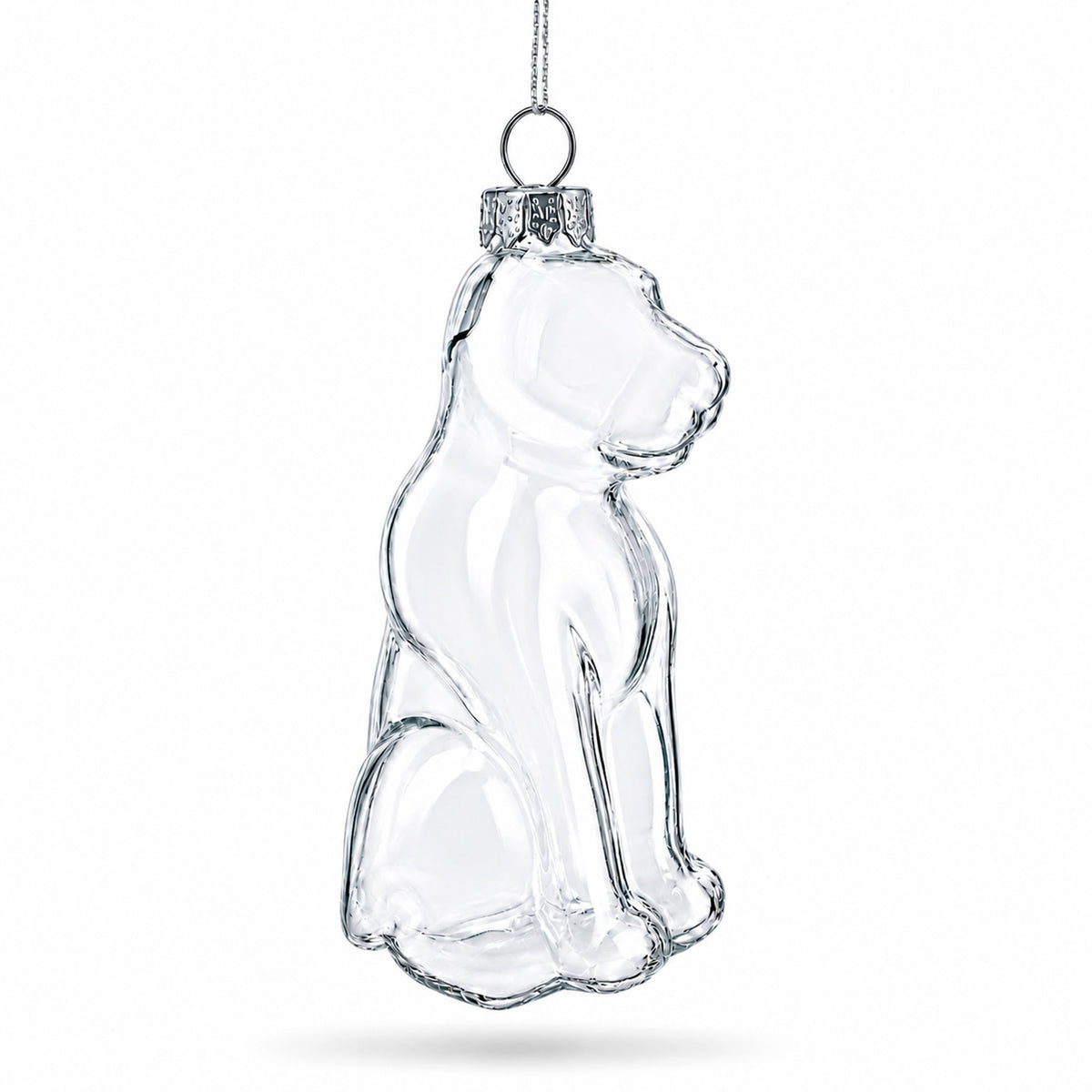 Unpainted Dog Clear Glass Christmas Ornament