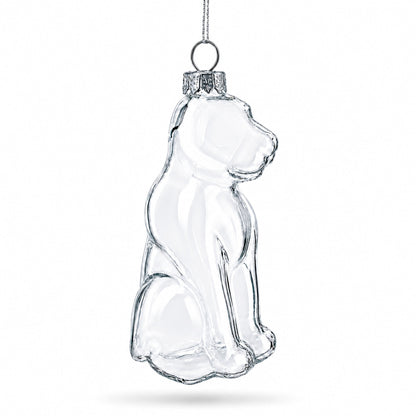 Unpainted Dog Clear Glass Christmas Ornament