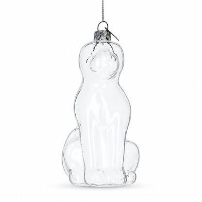 Unpainted Dog Clear Glass Christmas Ornament