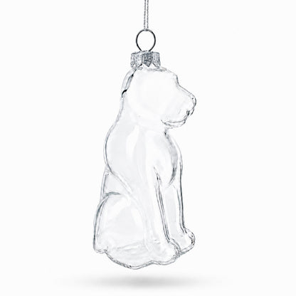 Unpainted Dog Clear Glass Christmas Ornament